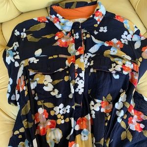 Amy dress in navy watercolor bouquet